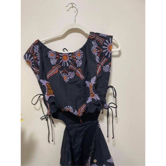 Free People -Sardinia Sun Embroidered Cutout Minidress Size 2 - Picture 5 of 8